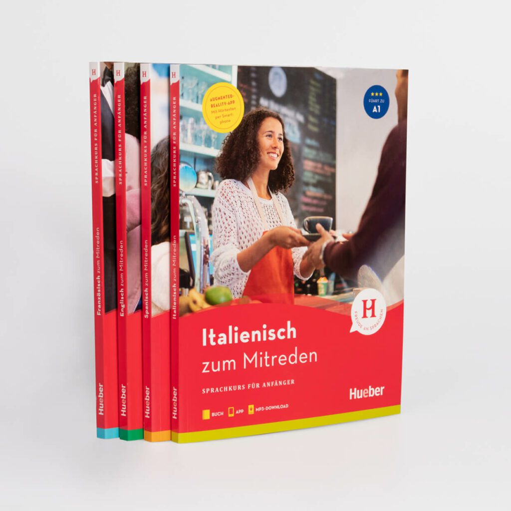 Produkte der Selbstlernreihe, Hueber Verlag, Markendesign, Logoentwicklung, Sytelguide, Designagentur Sieveking, München