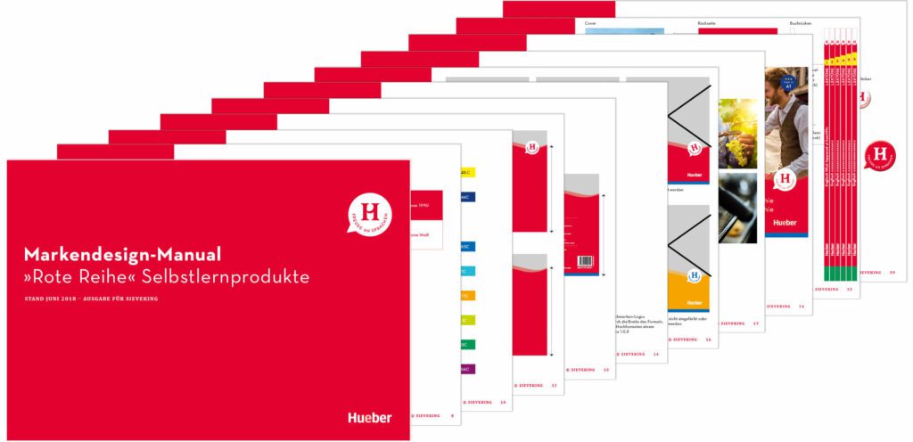 Markendesign-Manual der Selbstlernreihe, Hueber Verlag, Markendesign, Logoentwicklung, Sytelguide, Designagentur Sieveking, München
