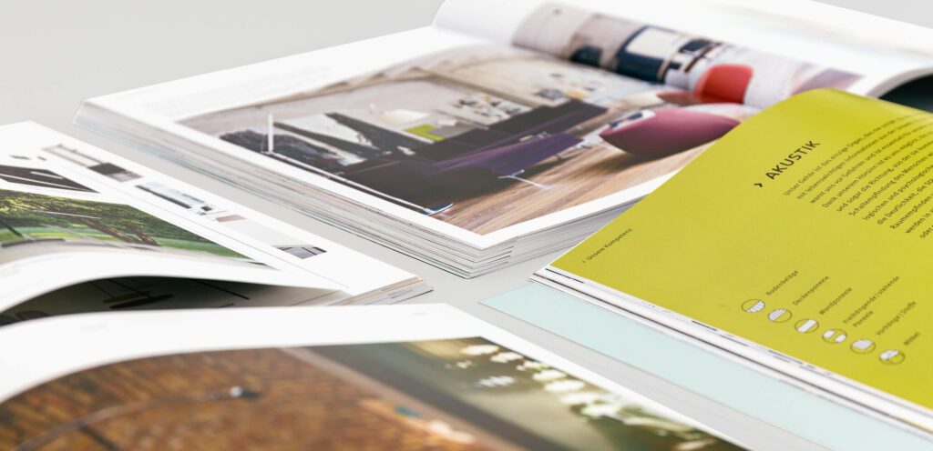 Buchansicht der Imagebroschüre, Designfunktion, Editorial Design, Konzeption, Design, Projektmanagement, Sieveking Agentur München