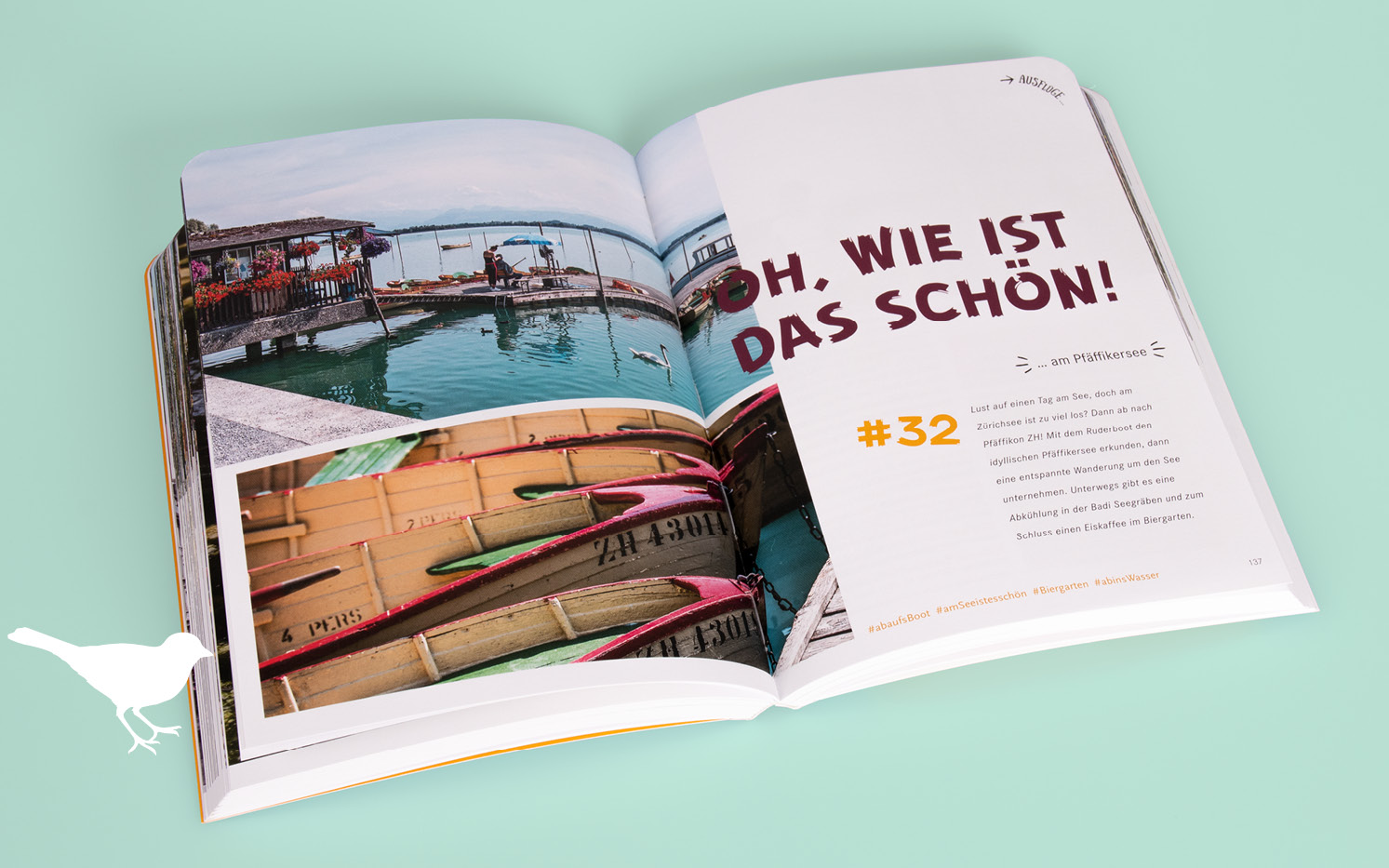 Geöffnete Einstiegsdoppelseite für einen Ausflug