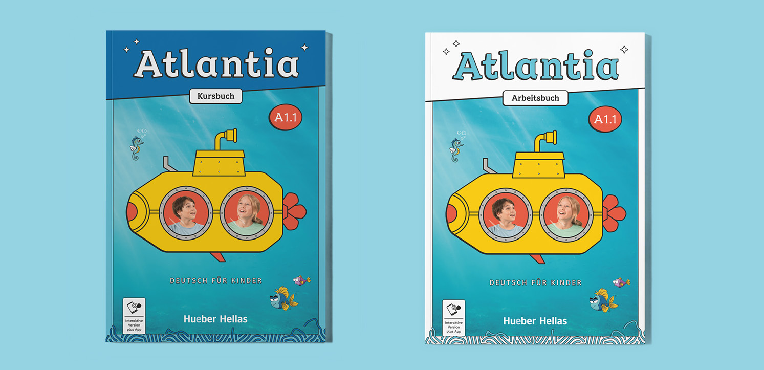 Cover der Lehrbücher Atlantia A1.1 Kursbuch und Arbeitsbuch in der Griechenland-Ausgabe